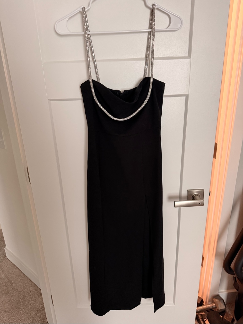Showpo Black Midi Dress with Rhinestone Straps